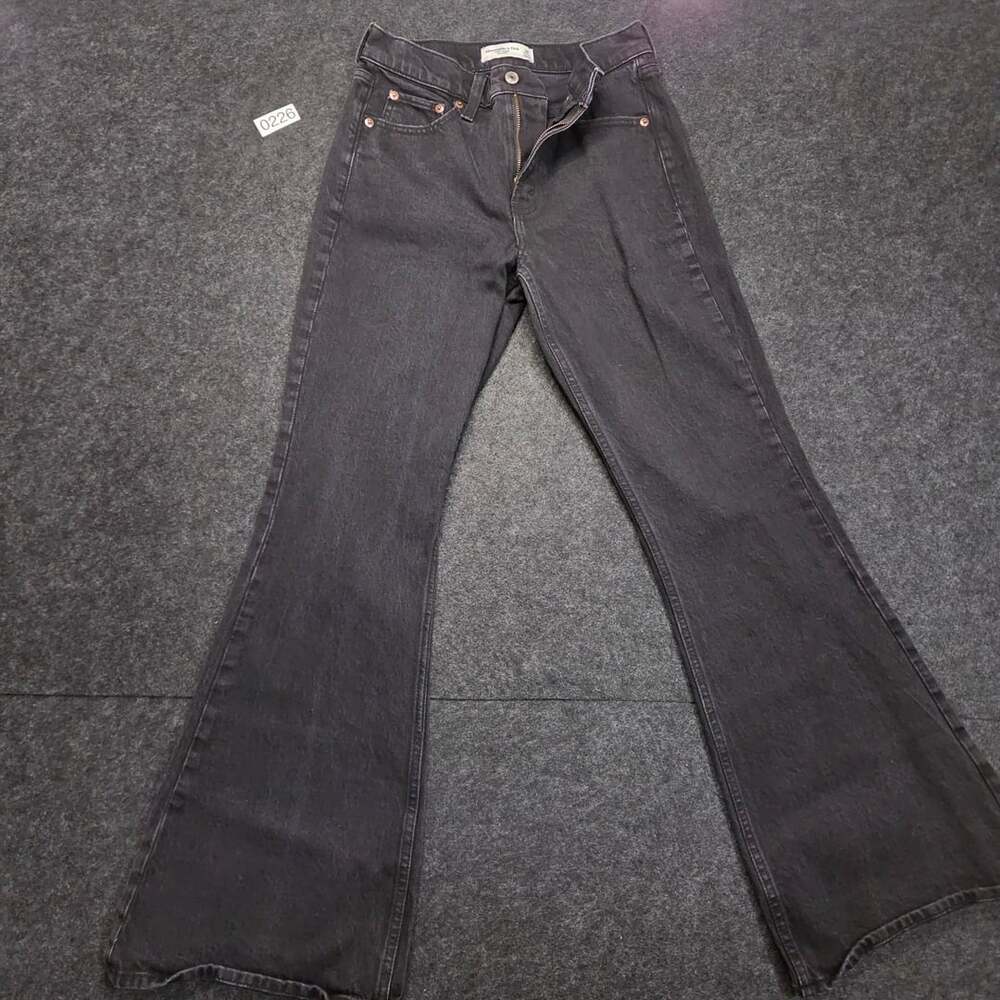 Abercrombie & Fitch High Rise Flare Black Denim Jeans Women's Size 26